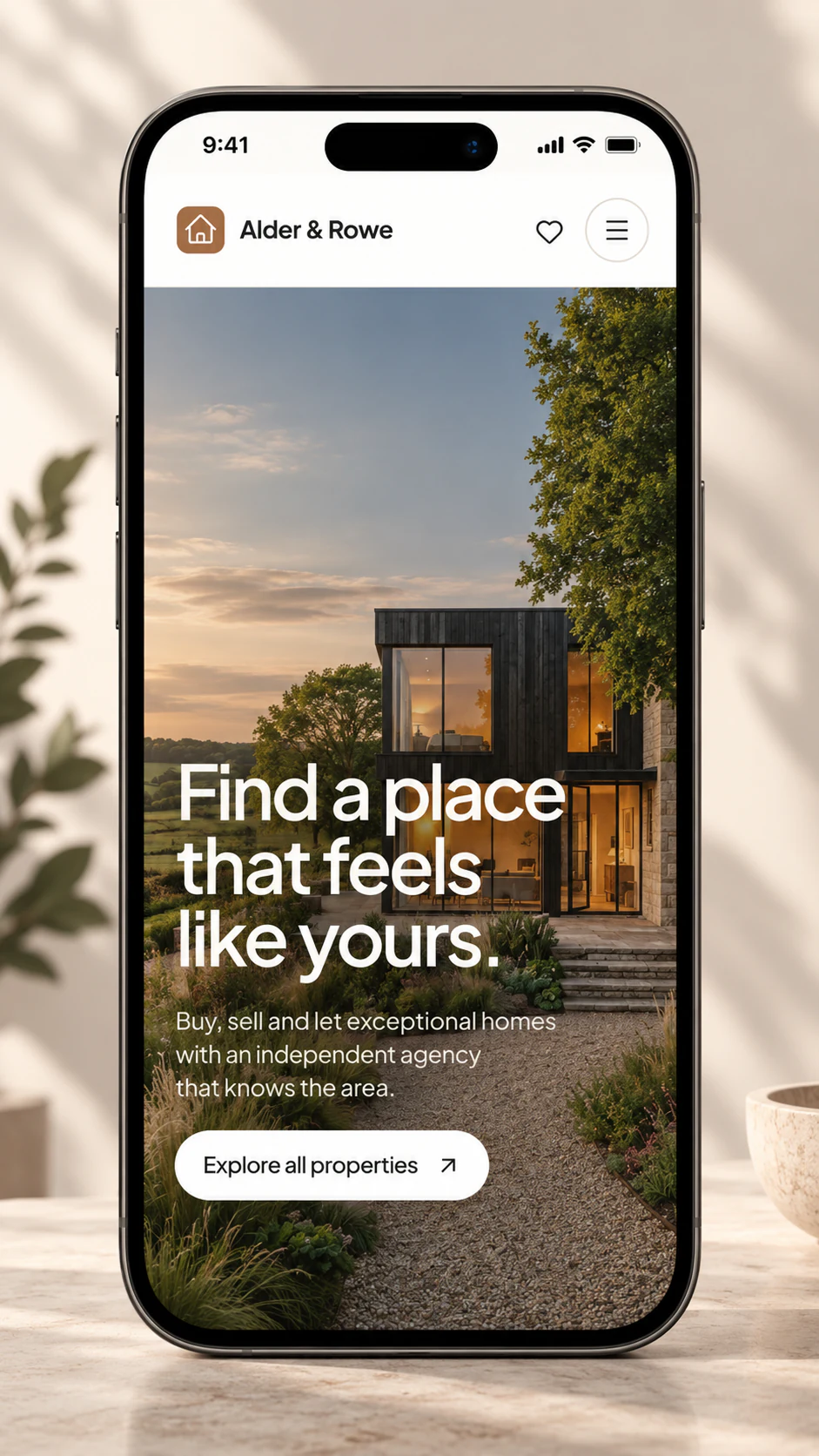 Alder and Rowe mobile property-search journey